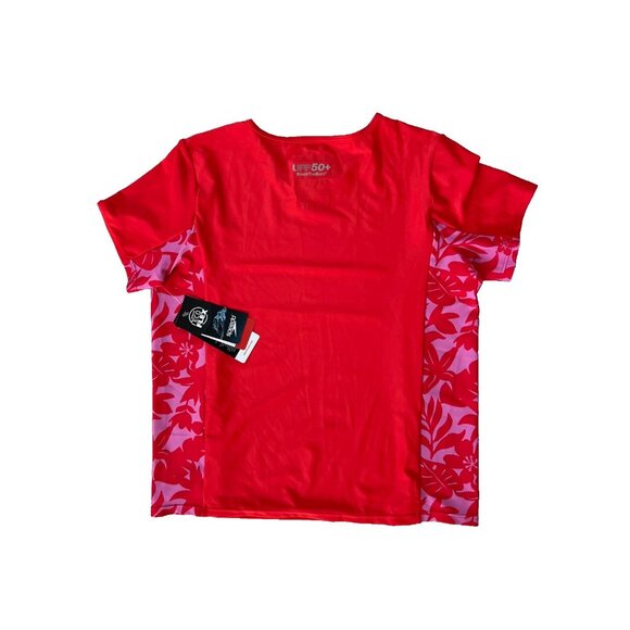Speedo Girls Rashguard UV Swim Top Red Floral ( XL ) - Picture 2 of 2